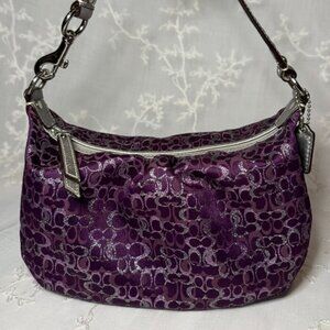 Coach Metallic Purple & Silver Mini Hobo Bag